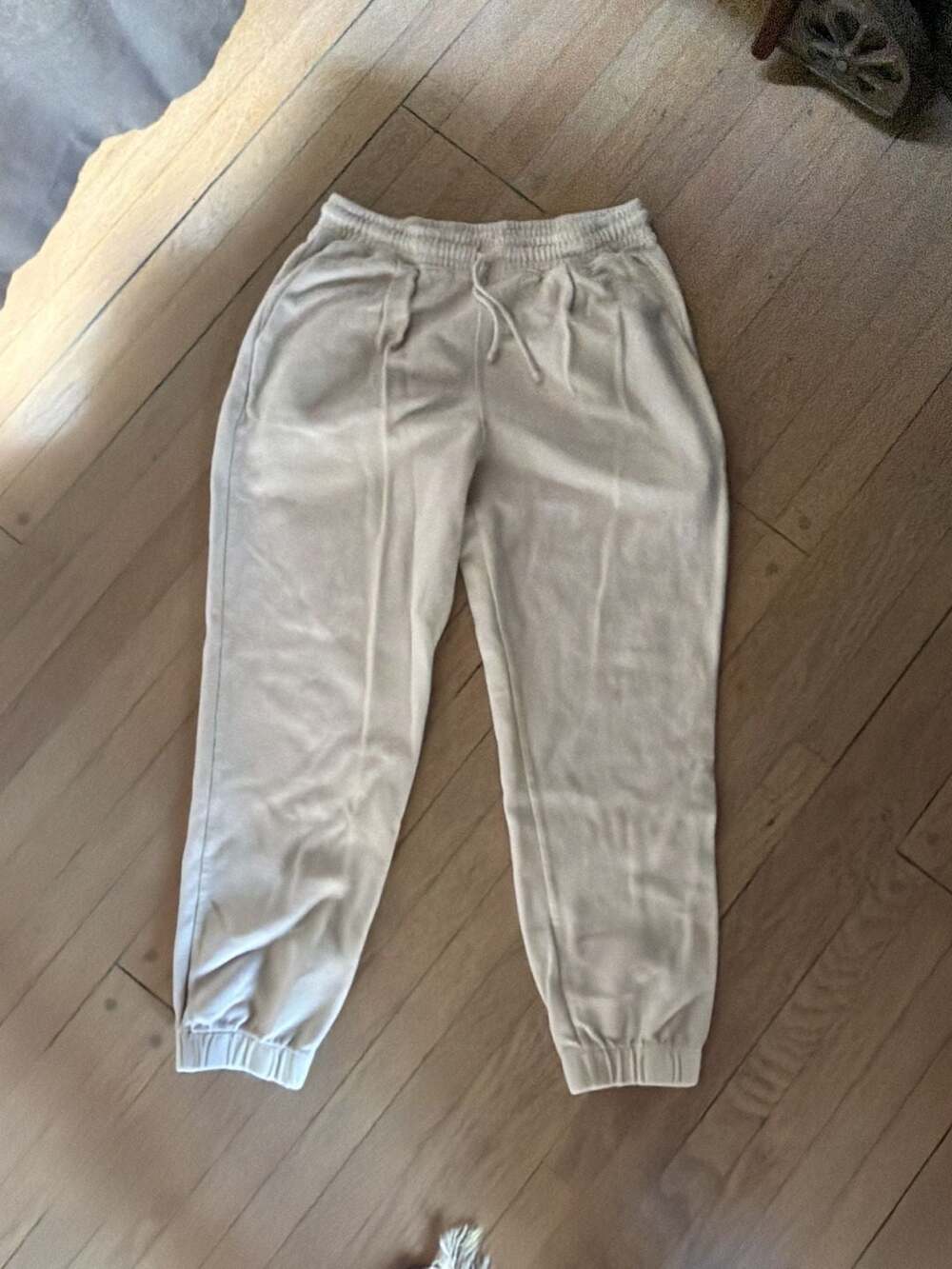 American Vintage Textured Drawstring Joggers in Cream